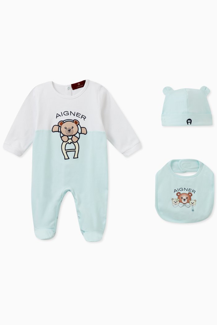 

Graphic Print Sleepsuit Set in Pima Cotton, Blue