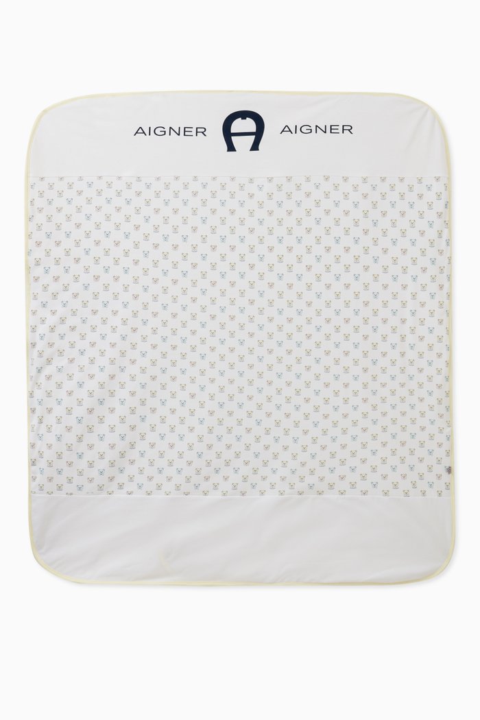 

Logo Print Blanket in Cotton, Yellow