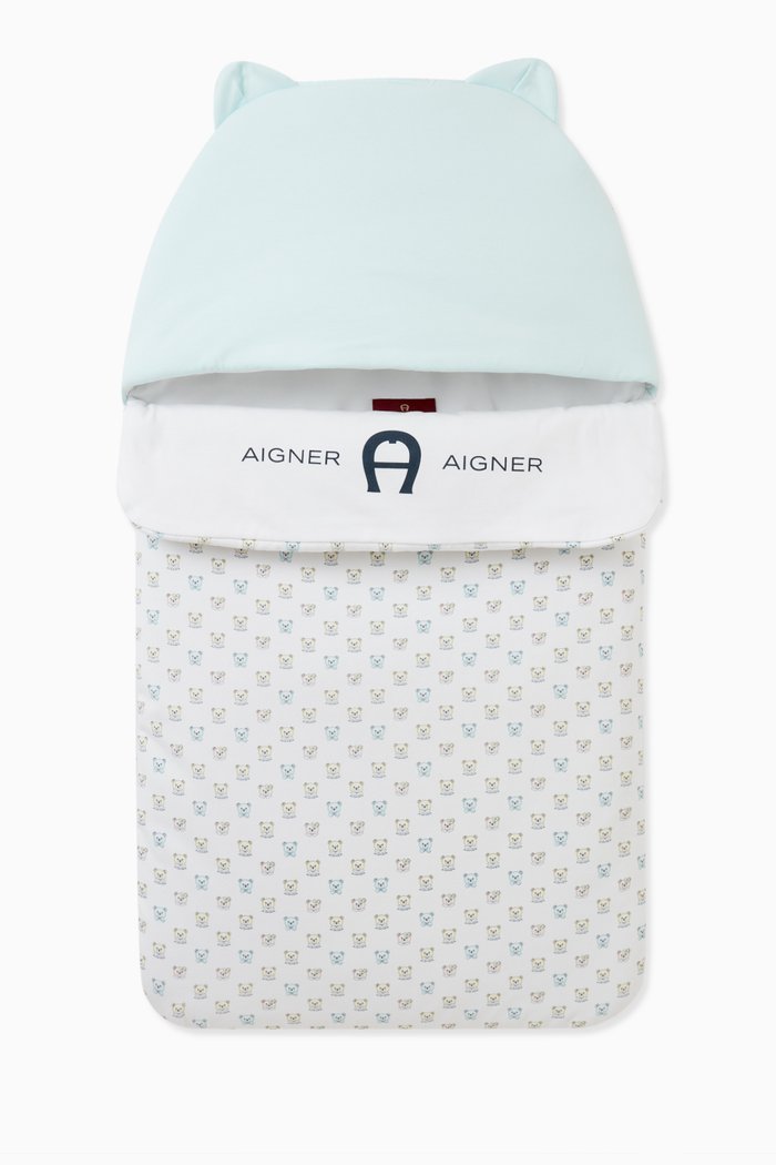 

Logo Print Sleeping Nest in Pima Cotton, Blue