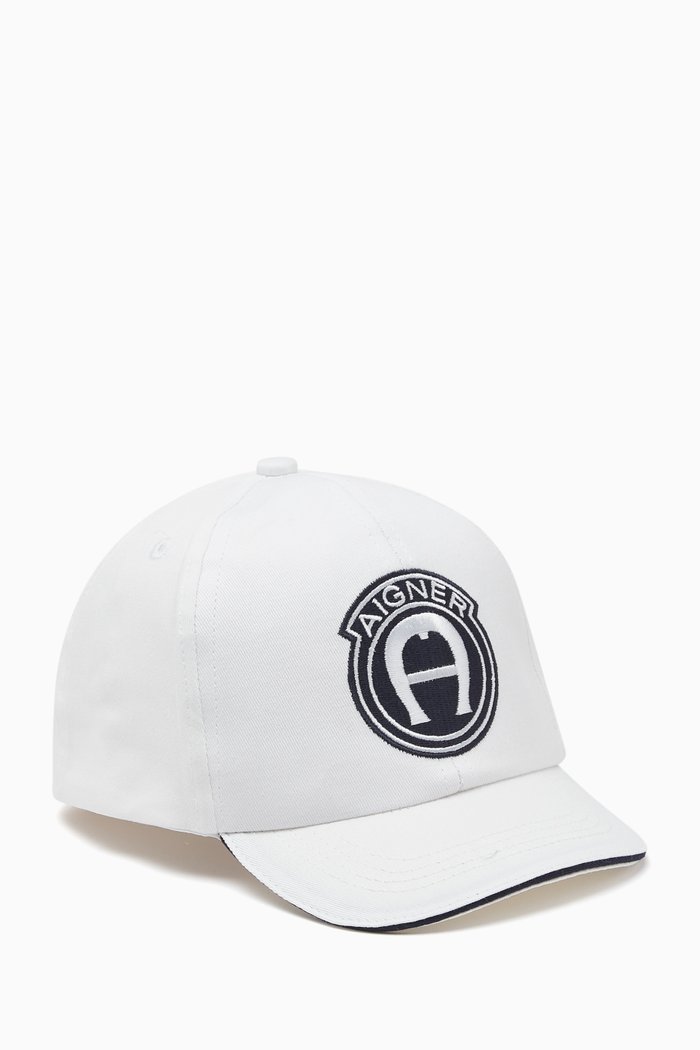 

Embroidered Logo Baseball Cap in Cotton, White