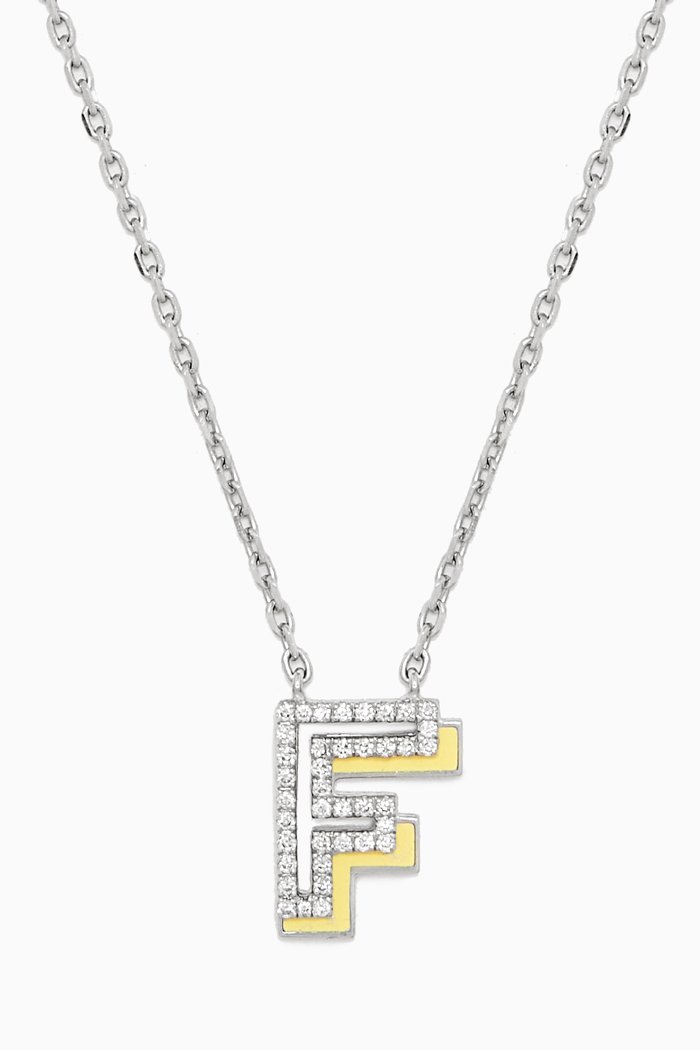 

Shadow Letter Diamond Necklace in 18kt White Gold, Yellow