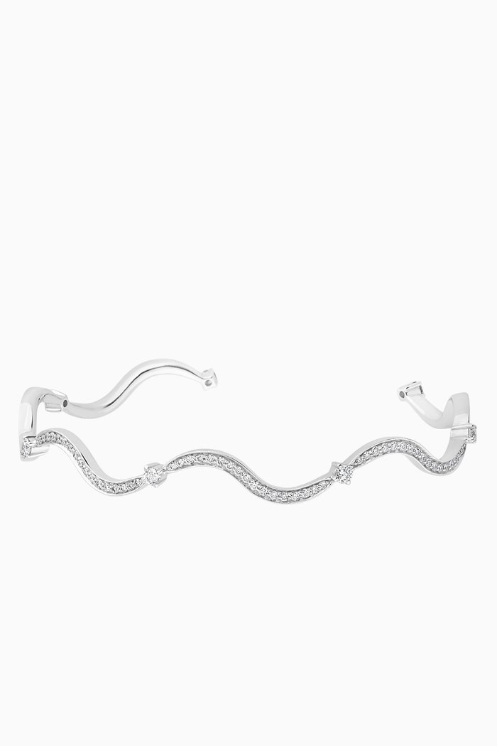 

Wave Diamond Bracelet in 18kt White Gold, Silver