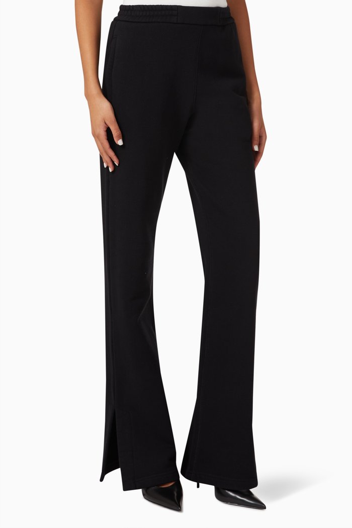 

Rubber Diagonal Sweatpants in Cotton Terry, Black