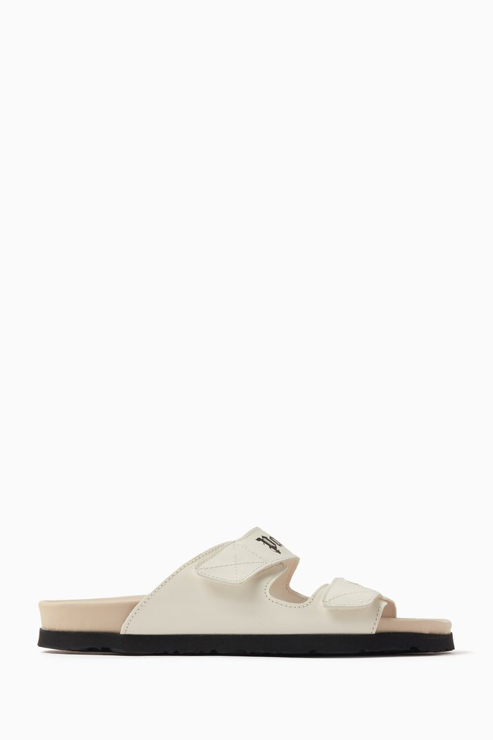 

Logo Flat Sandals in Leather, Neutral