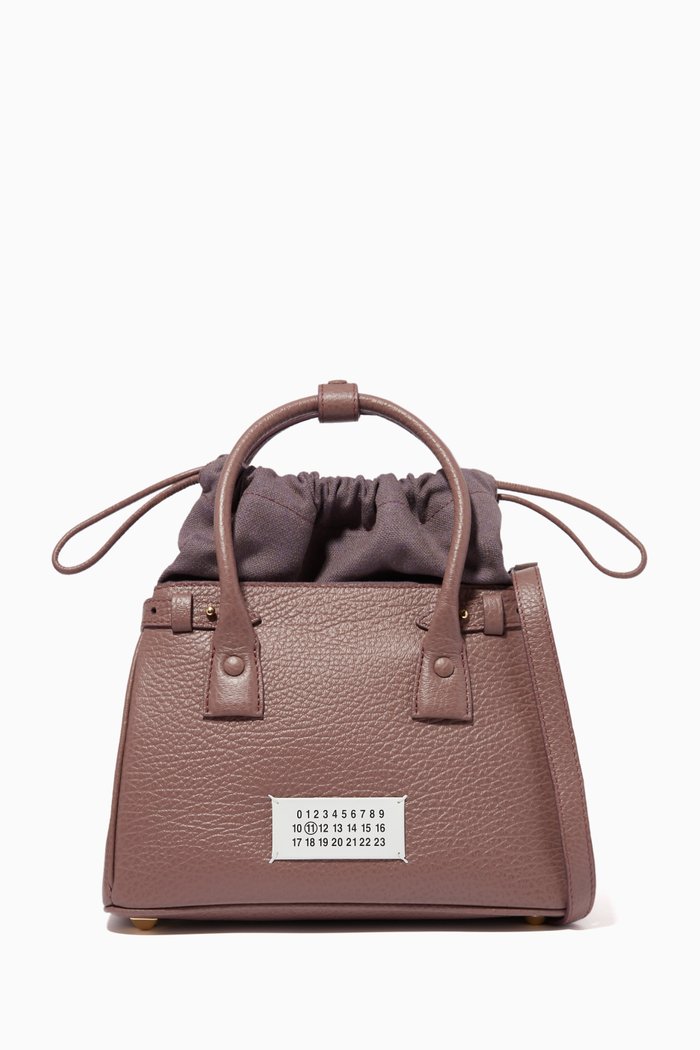 

5AC Mini Drawstring Bag in Grainy Leather, Pink
