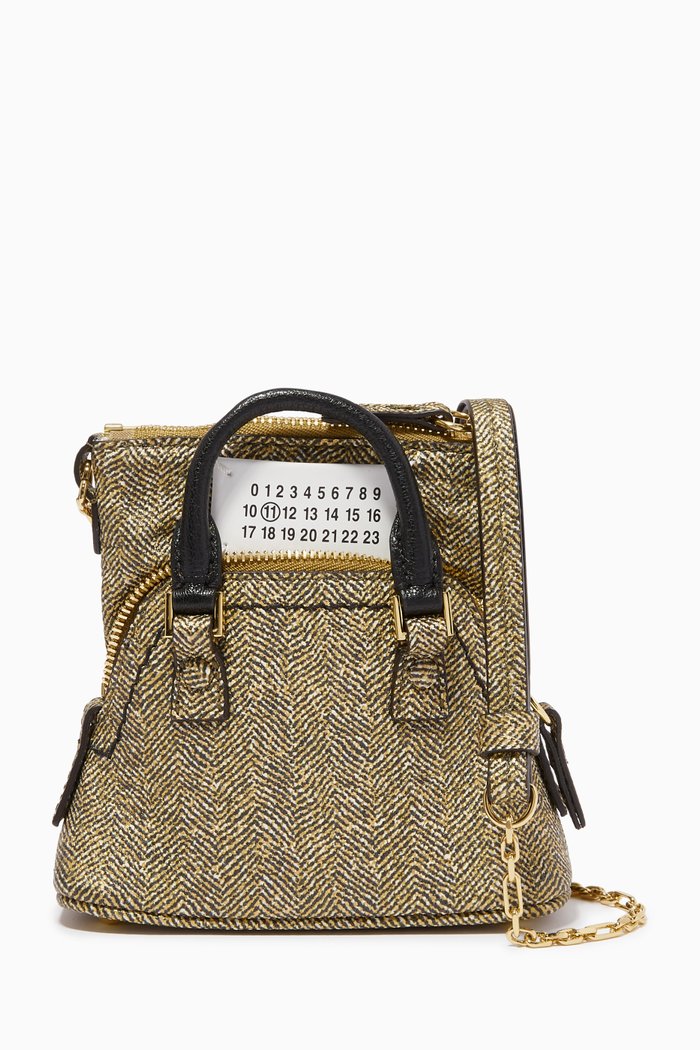 

5AC Classique Baby Bag in Tweed-printed Leather, Gold