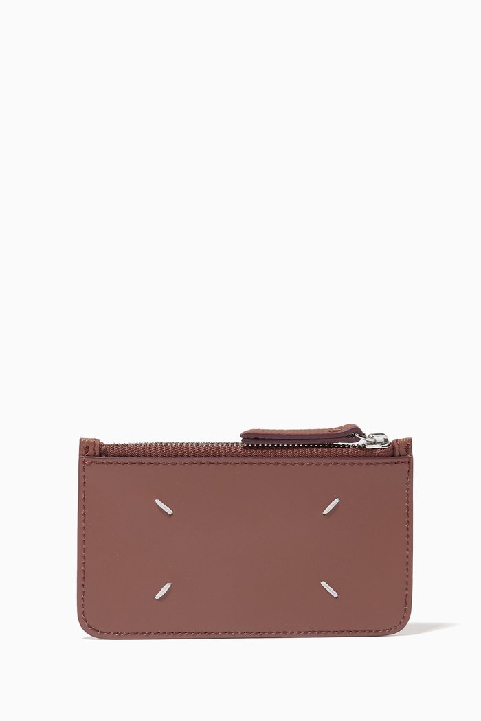 

Zip Card Holder in Leather, Pink