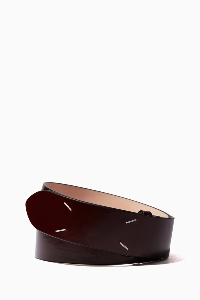 

Four-stitch Belt in Leather, Red