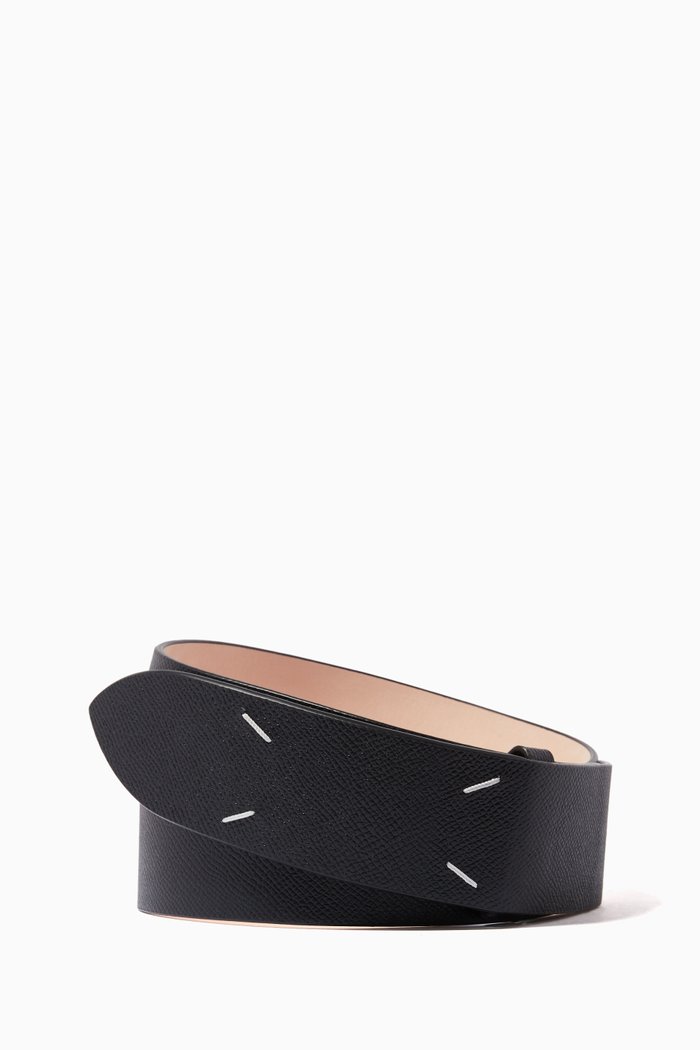 

Four-stitch Belt in Matte Leather, Black