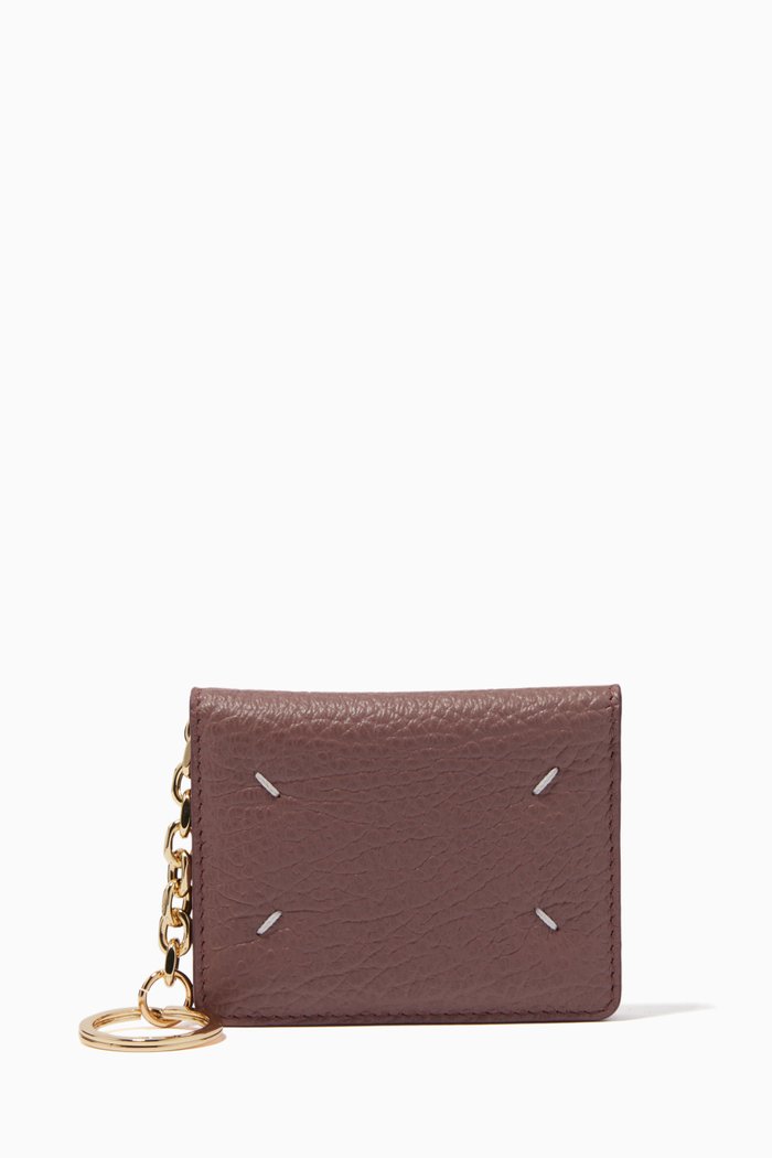 

Stitches Keyring Cardholder in Leather, Pink