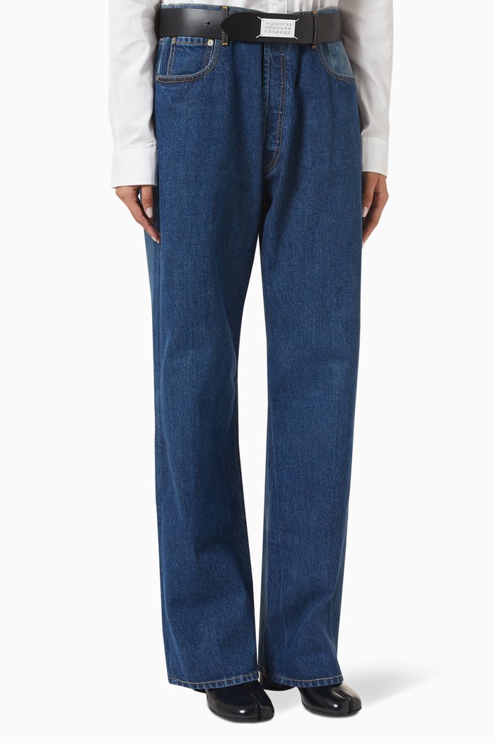 

High-rise Baggy Man Jeans in Cotton-denim, Blue