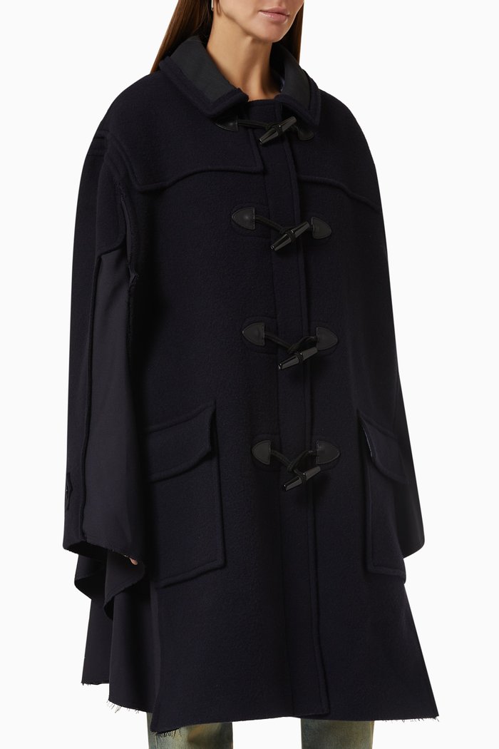

Oversized Toggle Coat in Wool, Blue