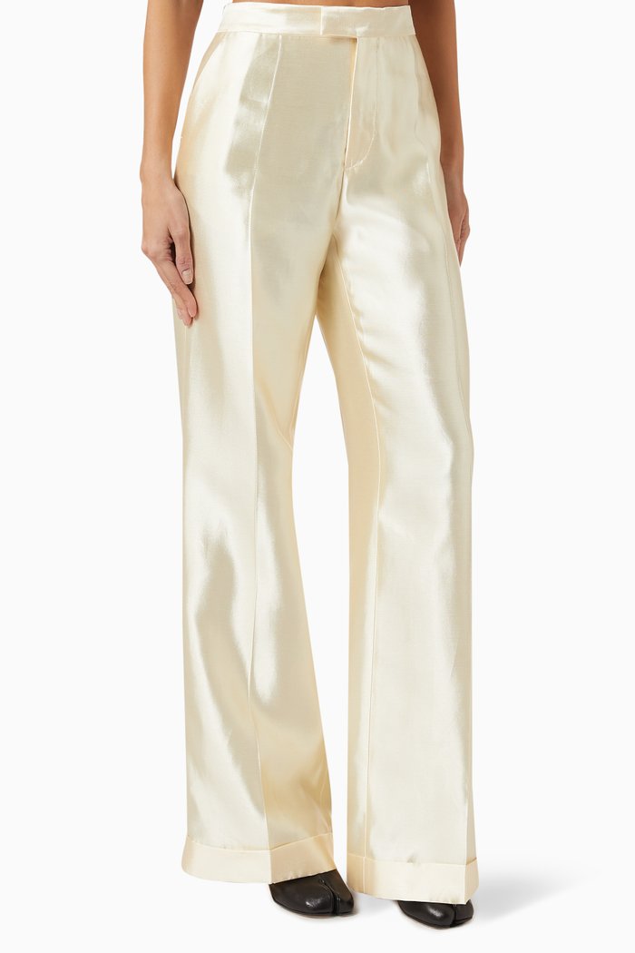 

Wide-leg Pants in Mikado Silk Blend, Neutral