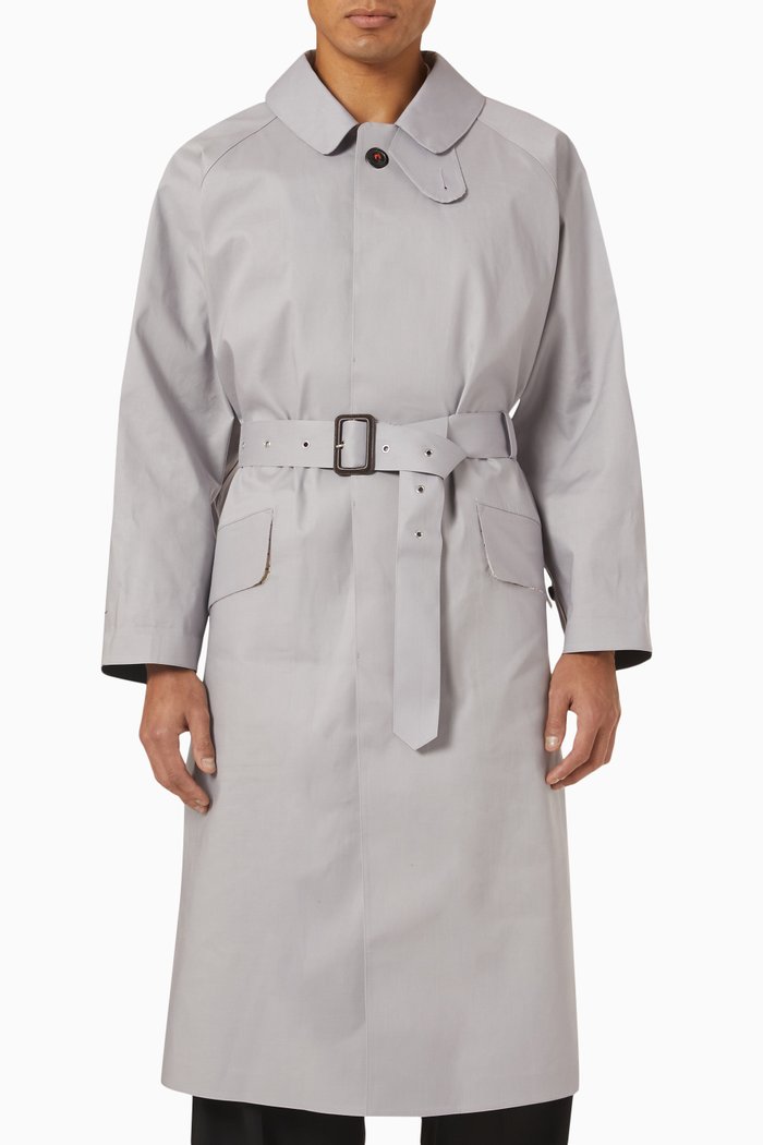 

Belted Trench Coat in Bonded Cotton, Grey