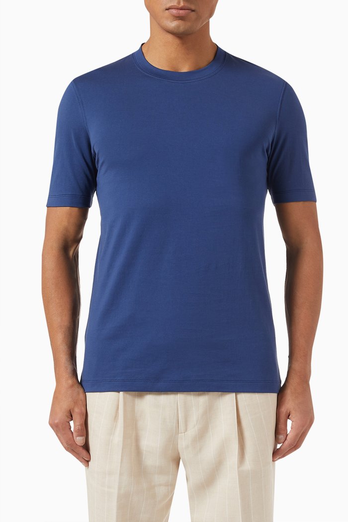 Classic Slim-fit T-Shirt in Cotton, Blue