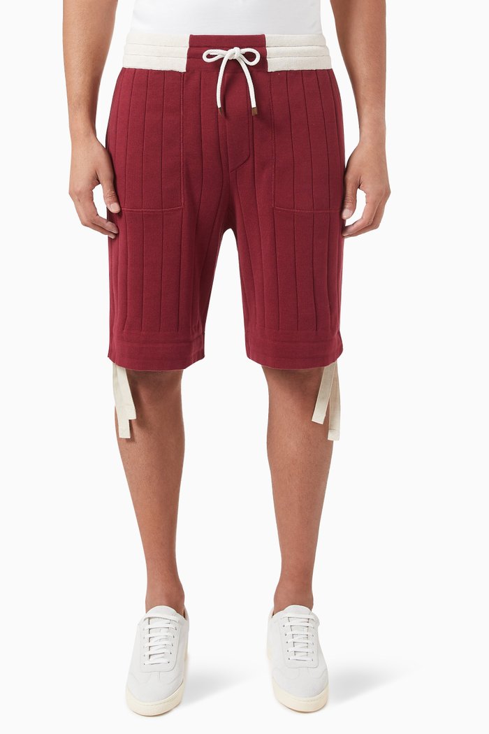 

Ribbed Bermuda Shorts in Cotton, Red