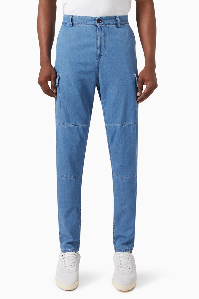 

Relaxed-fit Cargo Pants in Soft Denim, Blue