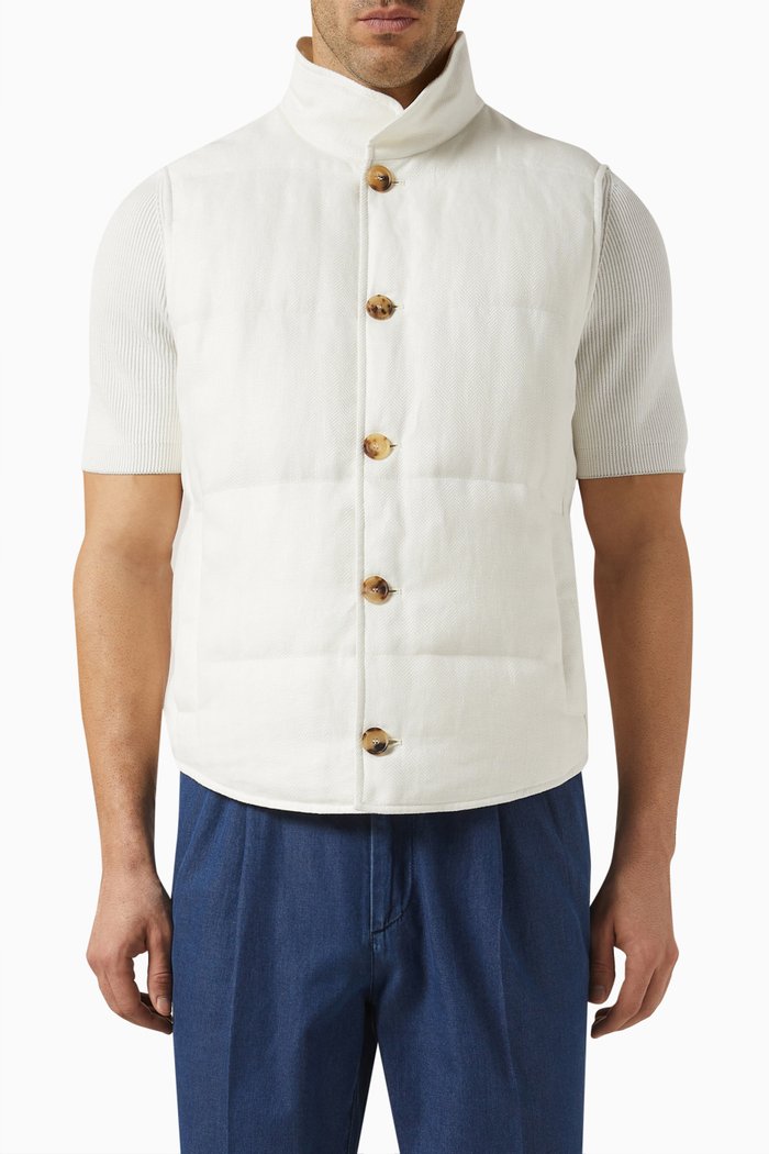 

Vest in Padded Linen Blend, White