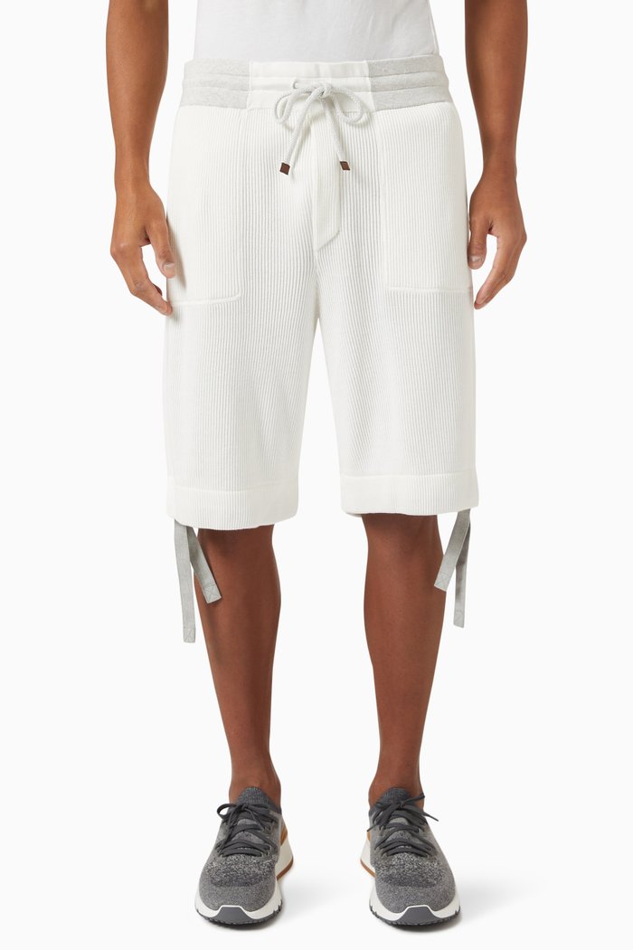 

Bermuda Shorts in Rib Knitted Cotton, White