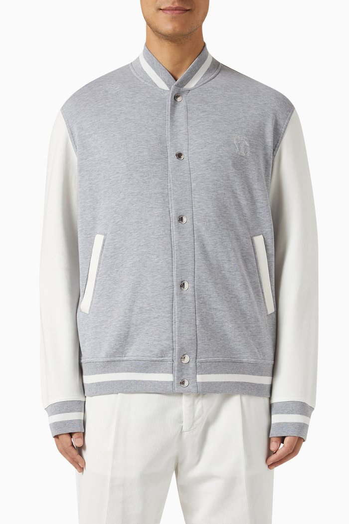 

Logo Bomber Jacket in Cotton Blend, Grey