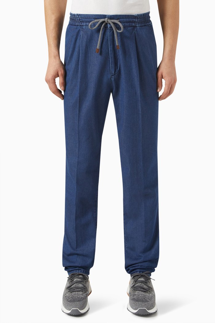

Drawstring Pants in Denim, Blue