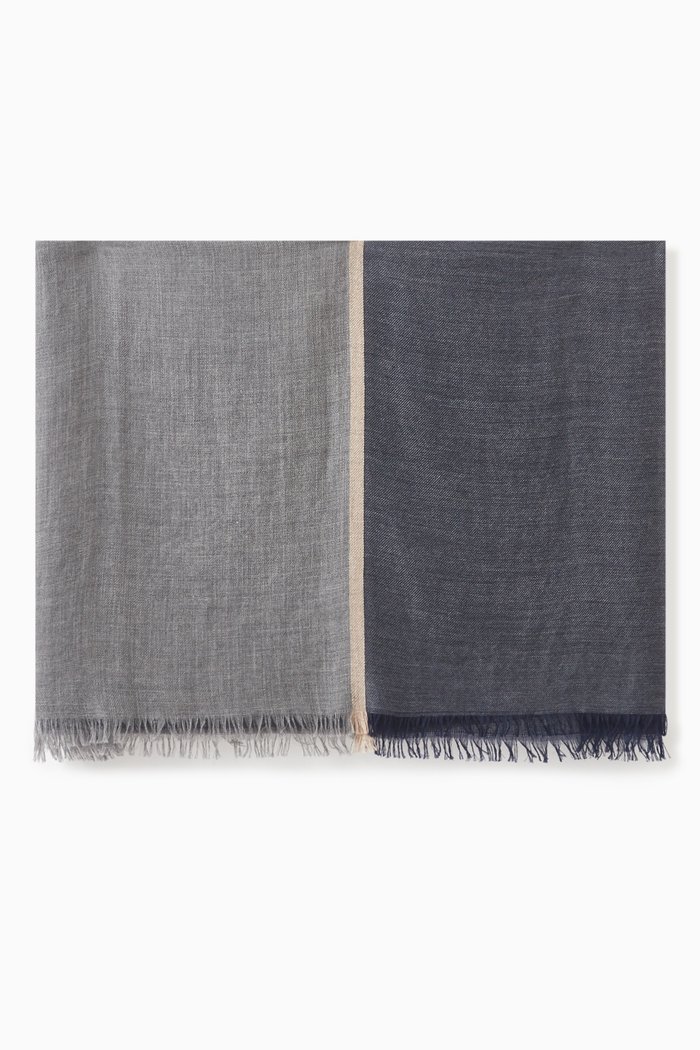 

Colour-block Scarf in Cashmere, Grey