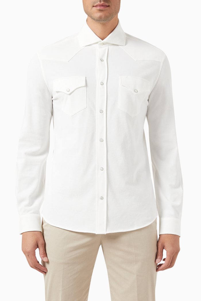 

Chest Pocket Shirt in Cotton, White