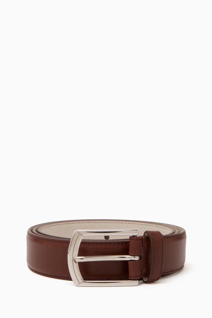 

Classic Buckle Belt in Leather, Brown