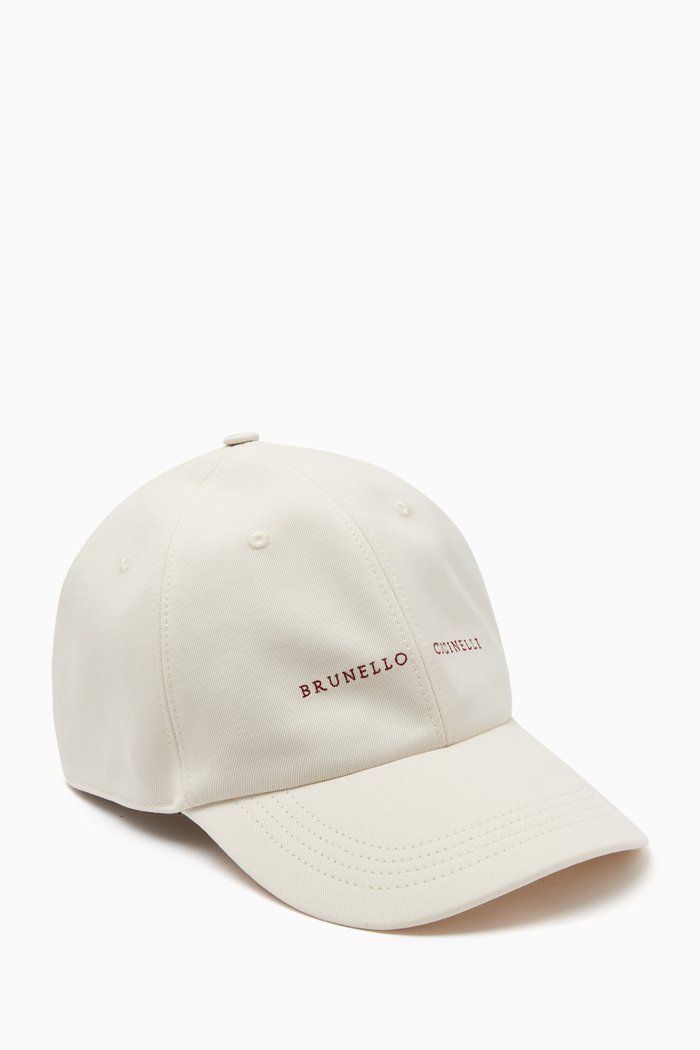 Logo Baseball Cap in Gabardine, White