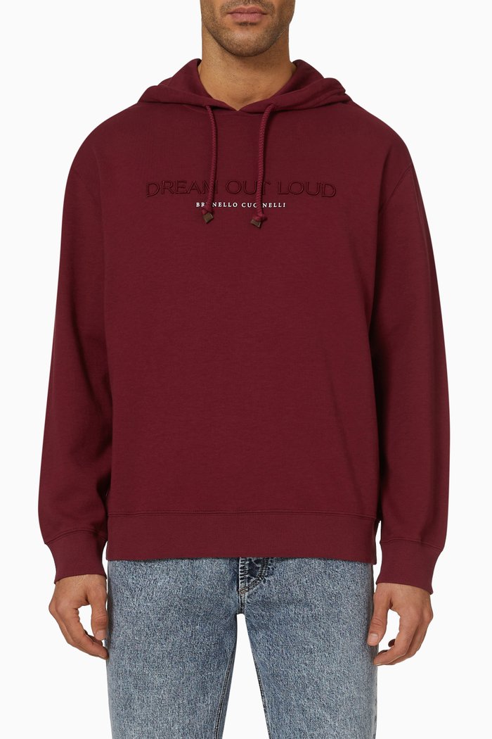 Embroidered Sweatshirt in French Terry, Red