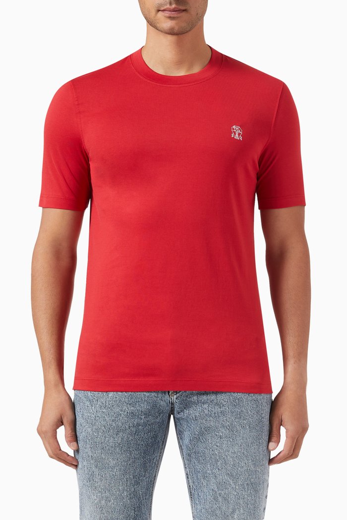 

Embroidered Logo T-Shirt in Cotton, Red