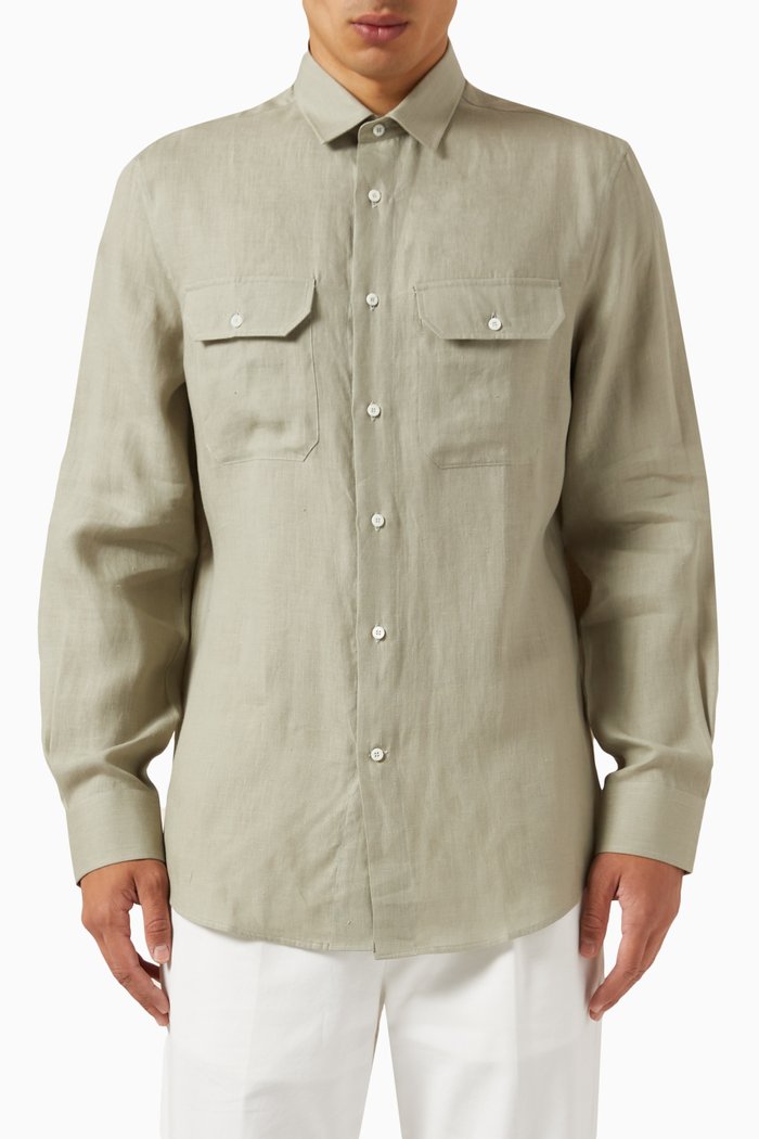 Pocket Shirt in Cotton, Green
