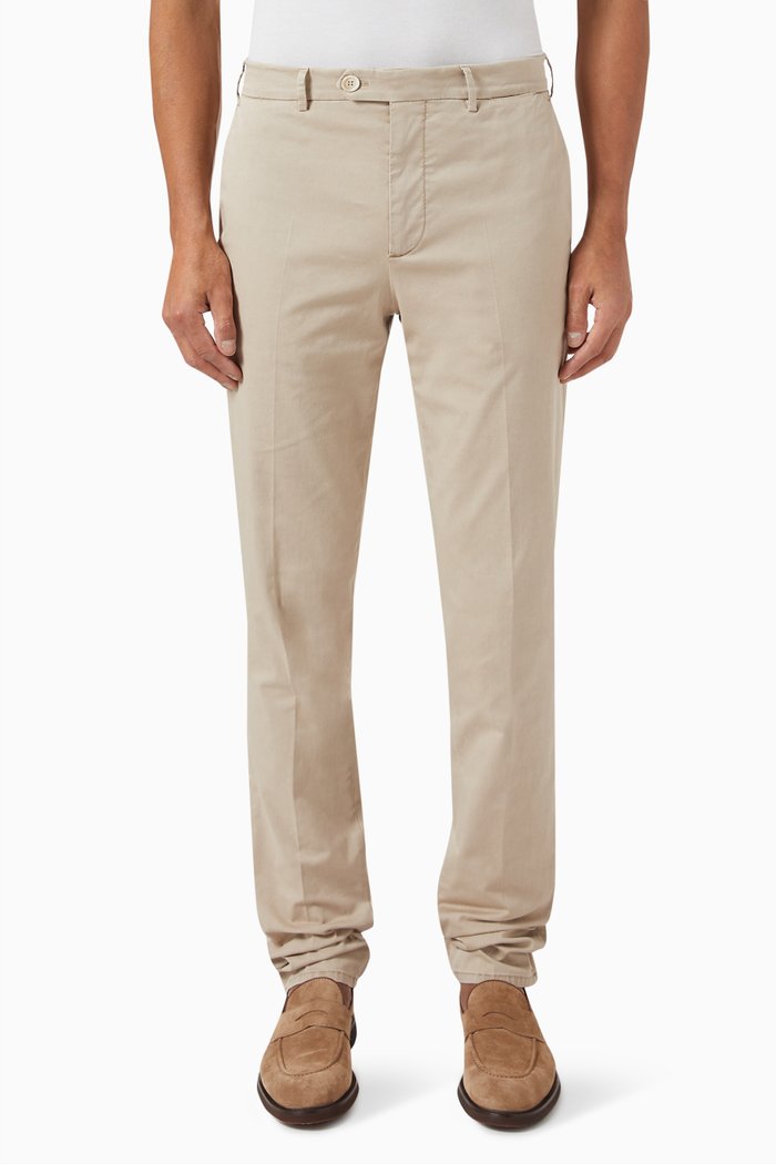

Garment-dyed Pants in Cotton Gabardine, Neutral