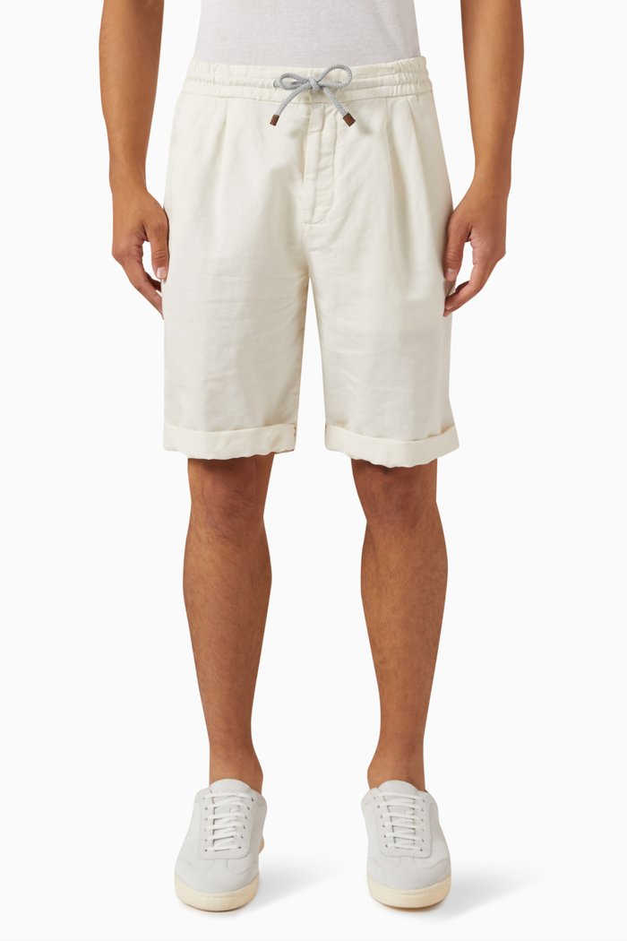 

Garment-dyed Bermuda Shorts in Gabardine, White