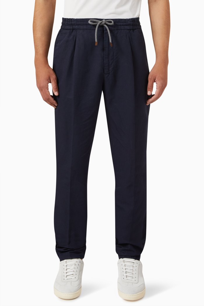 Dyed Pants in Gabardine Cotton, Blue