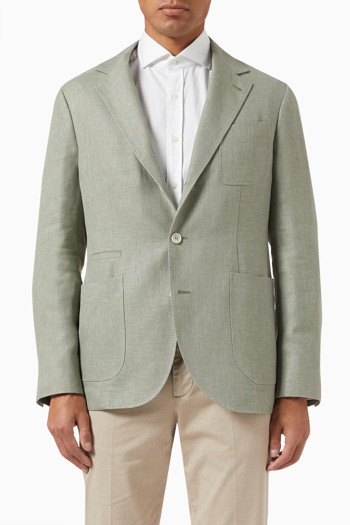 

Blazer Jacket in Linen, Green