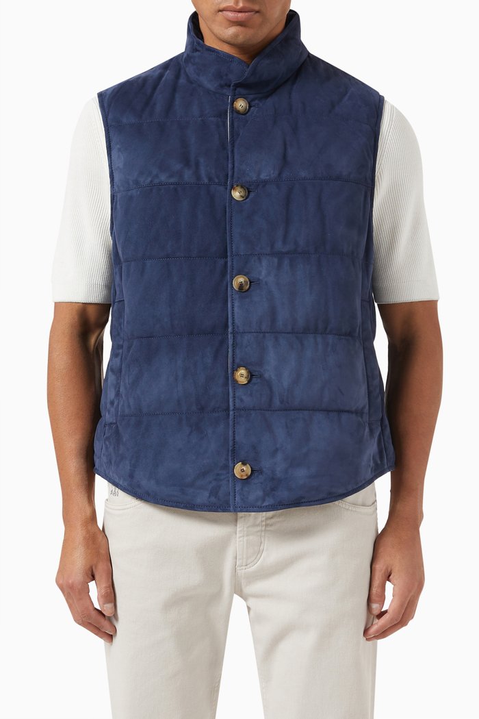 

Padded Vest in Suede, Blue