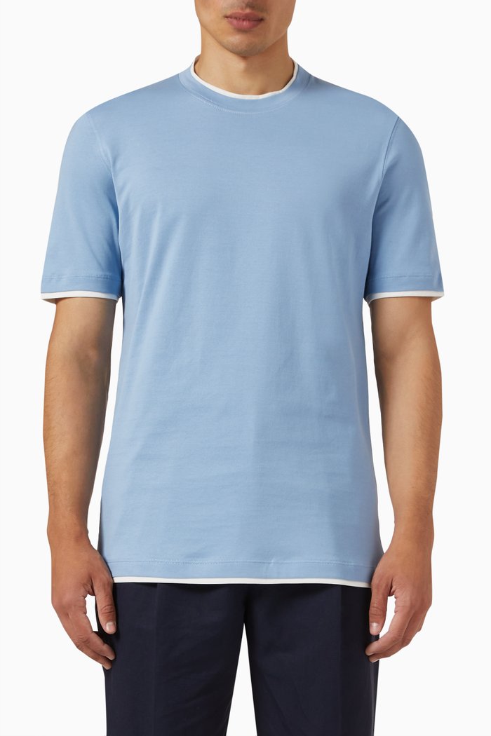 

Slim Fit T-shirt in Cotton Jersey, Blue
