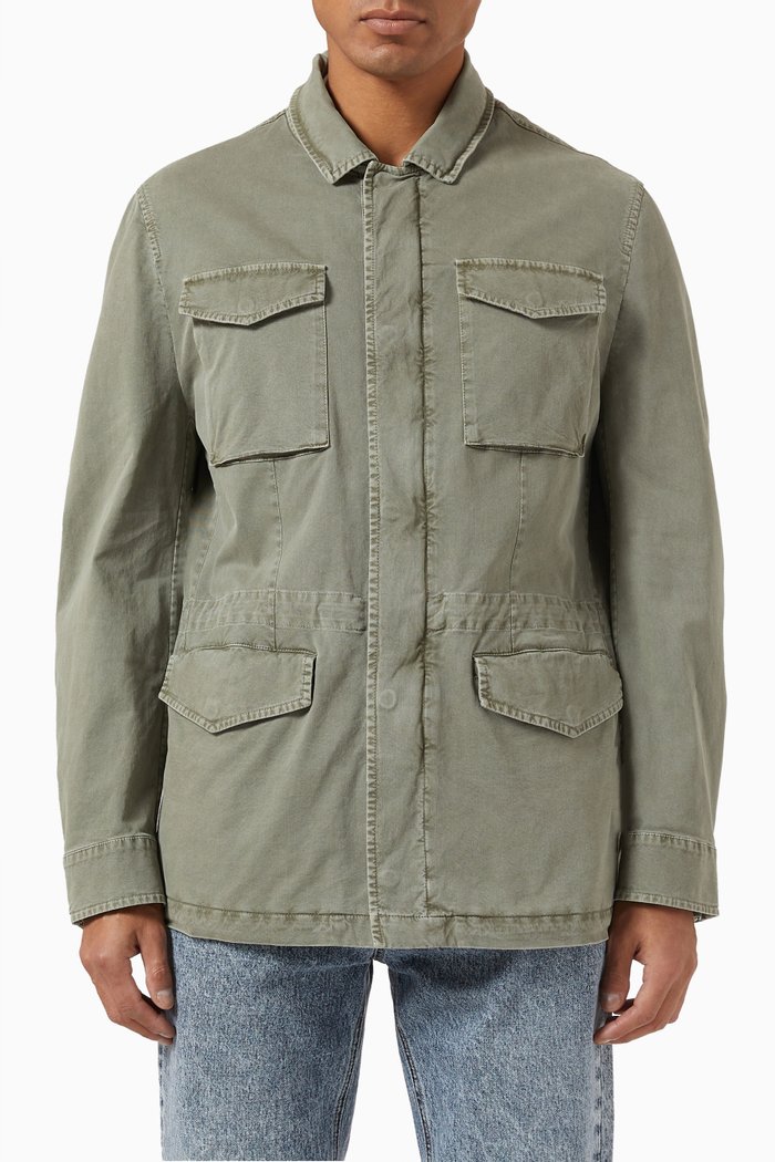 

Military Jacket in Cotton Gabardine, Green