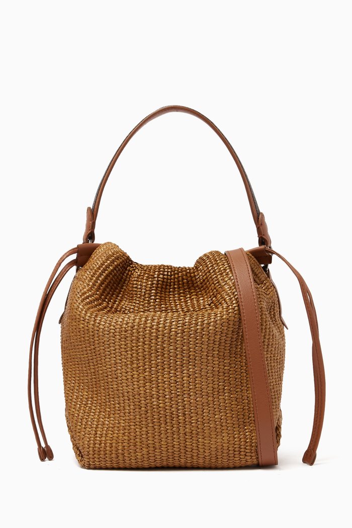 

Bucket Bag in Techno Raffia, Brown