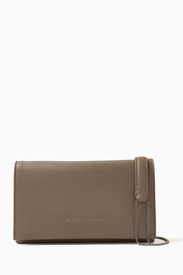 City Crossbody Bag in Calf Leather, Neutral