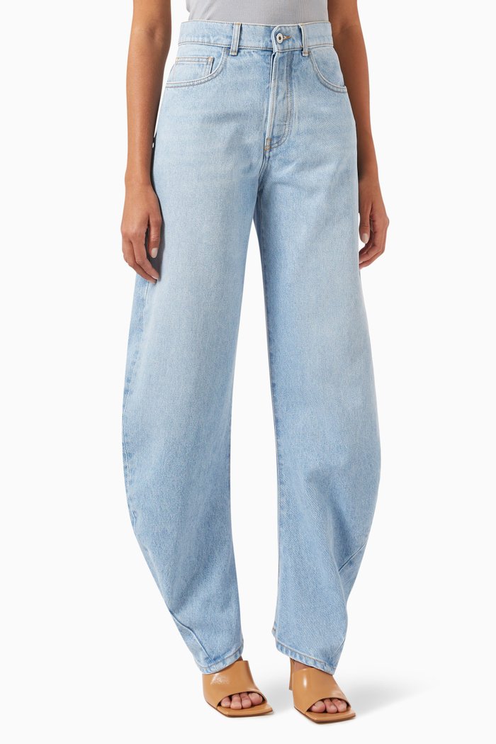 

Bleach Twist Banana Pants in Denim, Blue