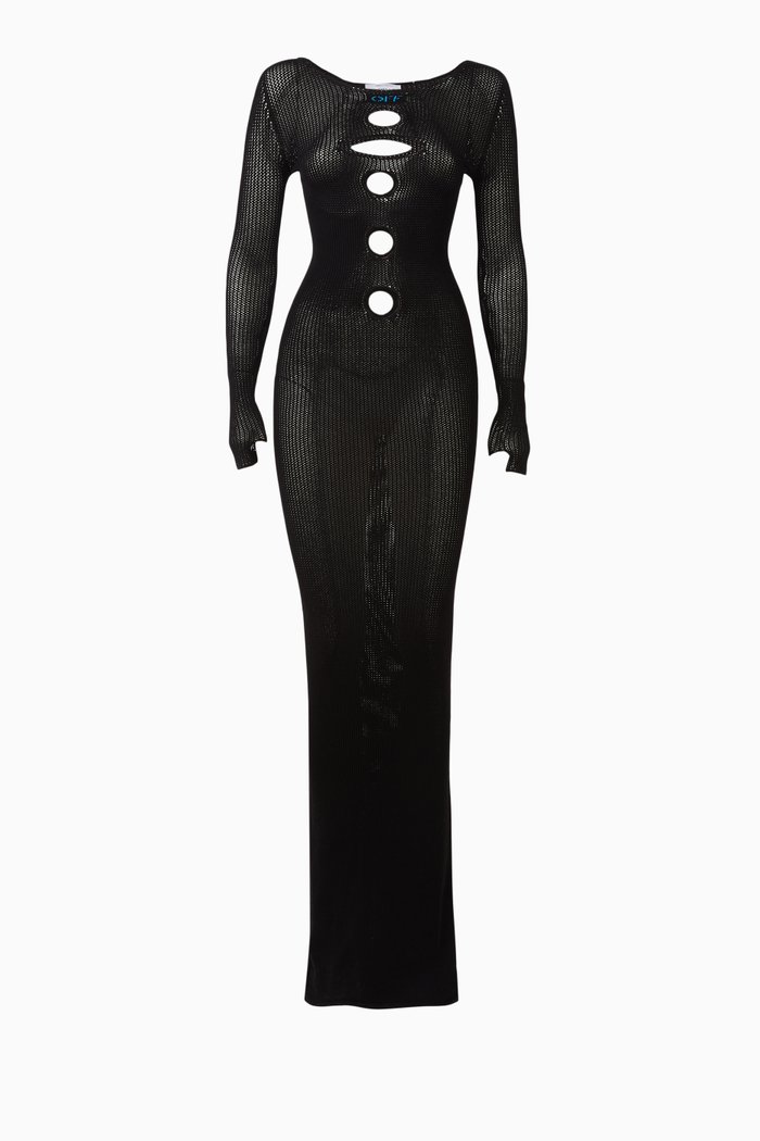 

Cut-out Maxi Dress in Knit, Black
