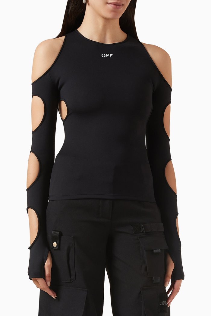 

Sleek Holes Top in Jersey, Black