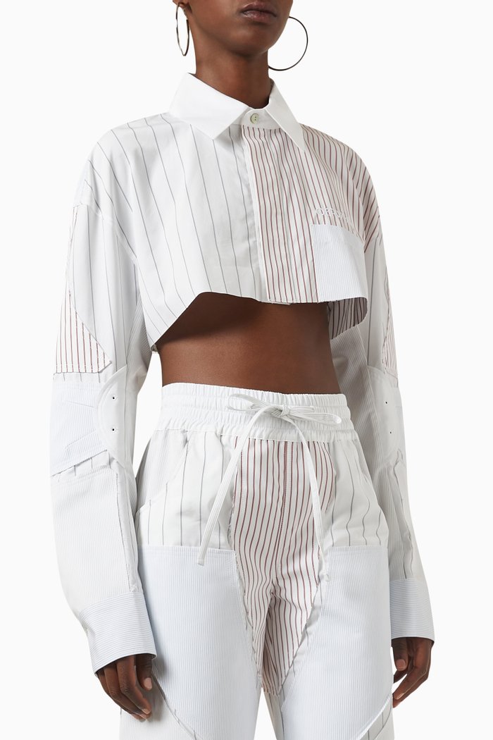 

Motorcycle Popel Crop Shirt in Cotton, White