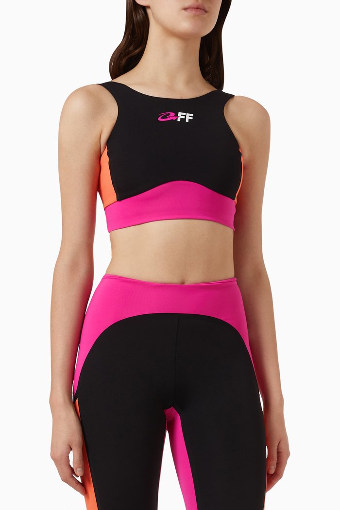 Colour-block Bra in Nylon, Black