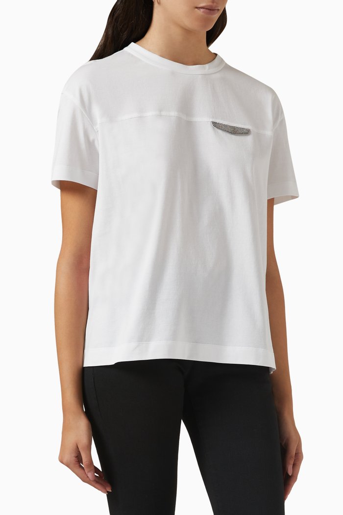 

Embellished T-shirt in Cotton-jersey, White