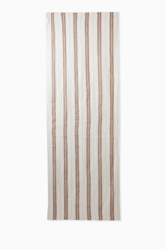 

Scarf in Sparkling Stripe Linen, White