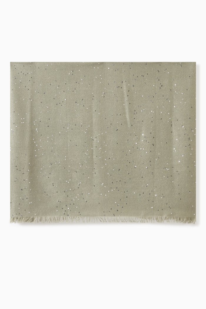 

Sequin-embellished Scarf in Cashmere & Silk, Green