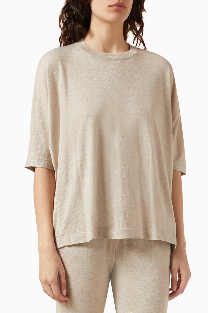 

Oversized Magyar Sleeves Top in Silk & Cashmere, Neutral